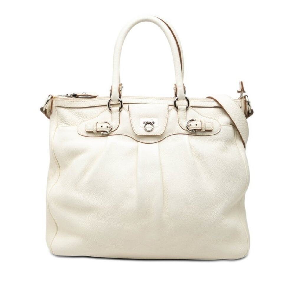 Salvatore Ferragamo Gancini Tote Bag White